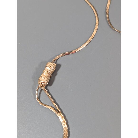 Vintage Gold Tone Adjustable Chain Layer Necklaec Art Deco 26" - Picture 4 of 8